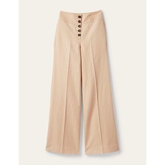 BODEN NWT High Waist Wide Leg Trousers Size US 2 Petite Cotton Linen $159 MSRP - Picture 12 of 12